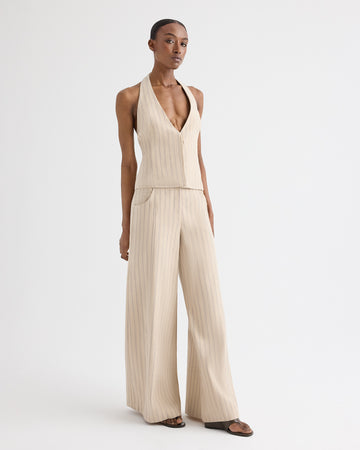 TWP Ecru multi Keelyn Vest in Cotton Linen view 4