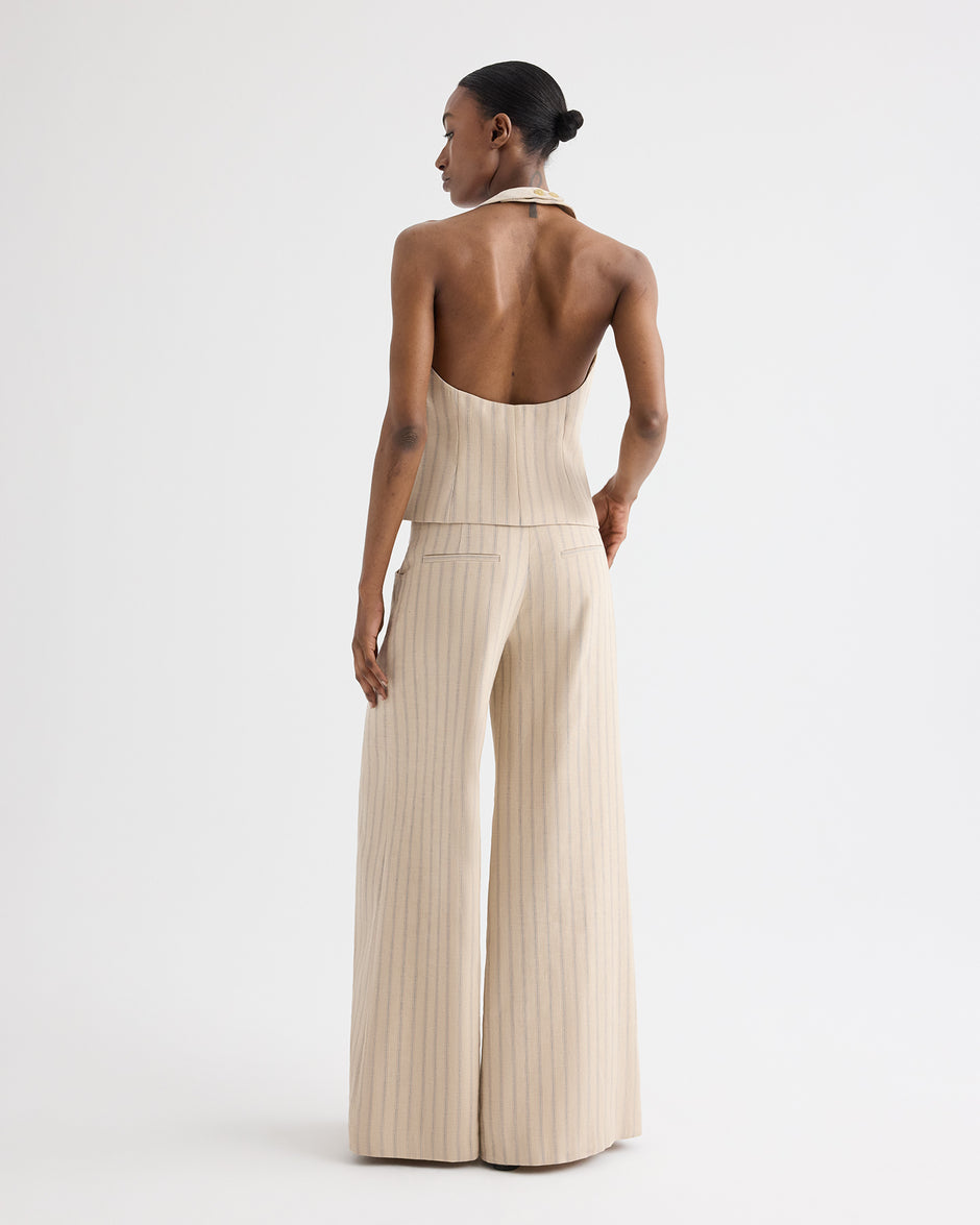 TWP Ecru multi Keelyn Vest in Cotton Linen view 5