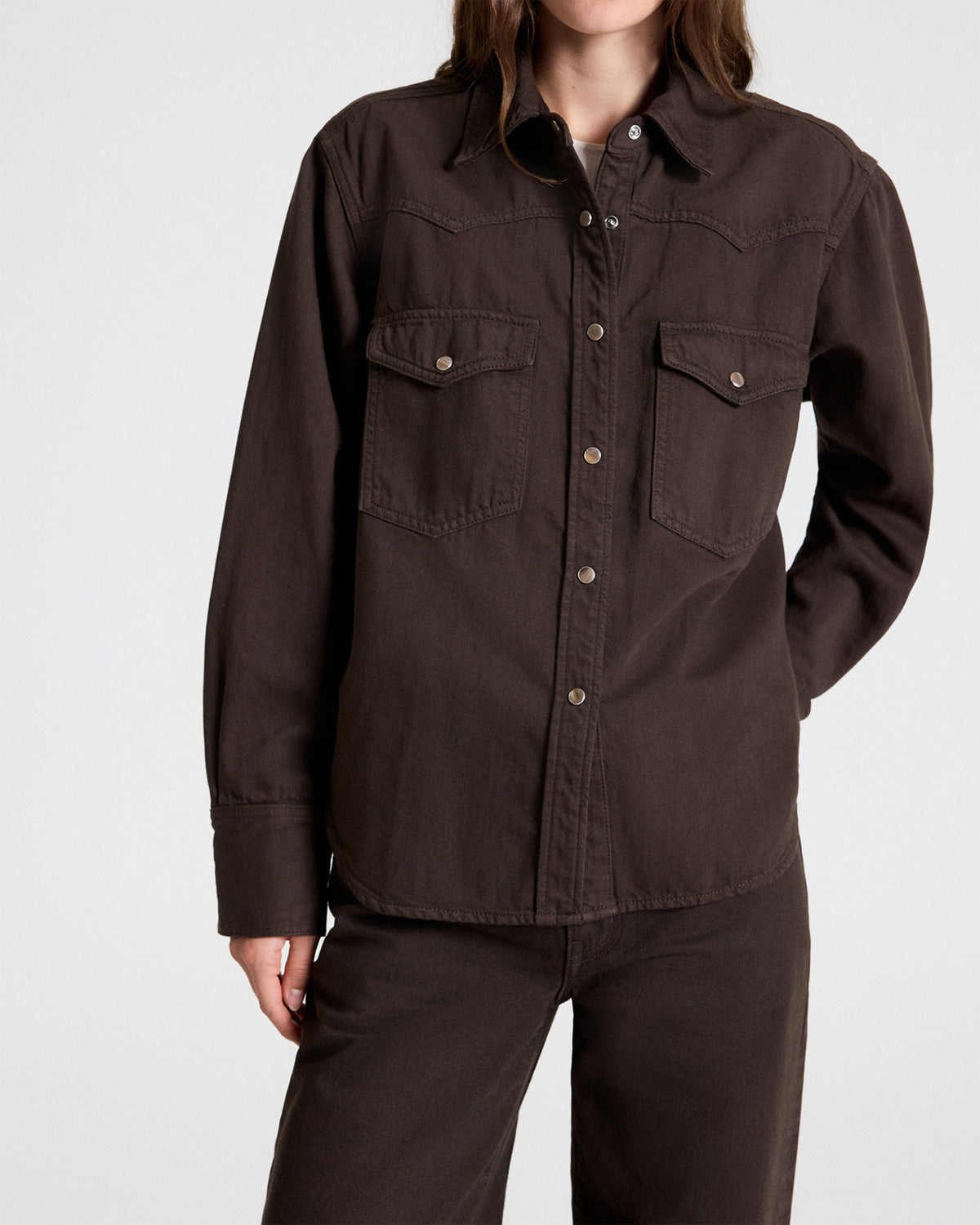 TWP Chocolate Yellowstone Shirt in Japanese Denim view 3