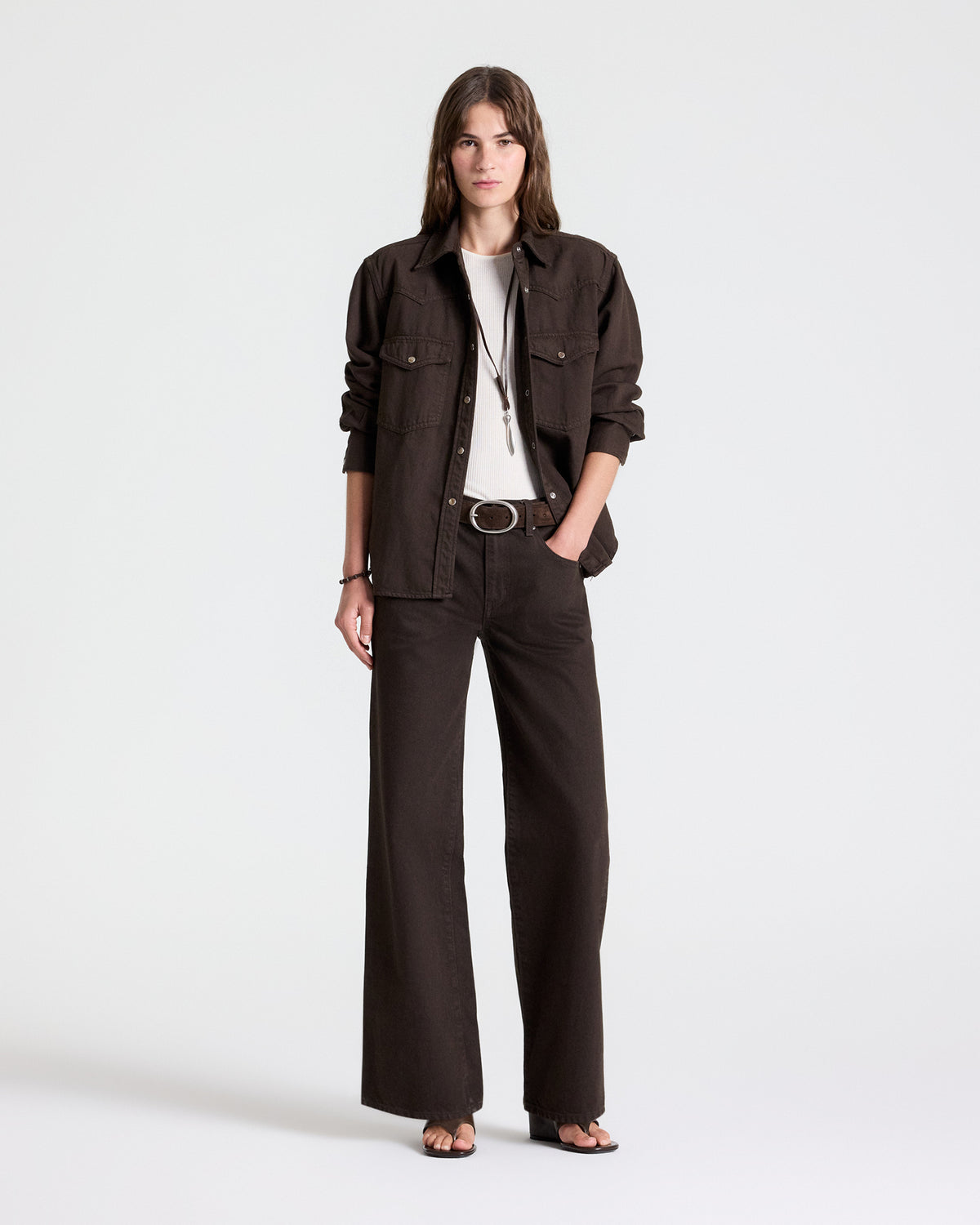 TWP Chocolate Yellowstone Shirt in Japanese Denim view 2