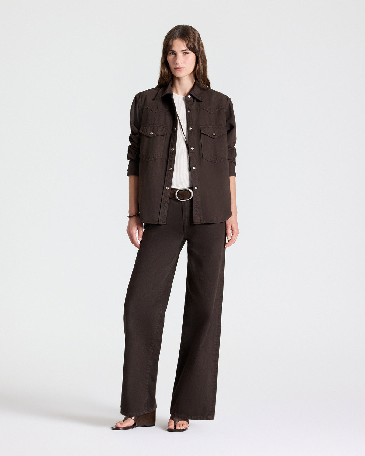 TWP Chocolate Yellowstone Shirt in Japanese Denim view 4