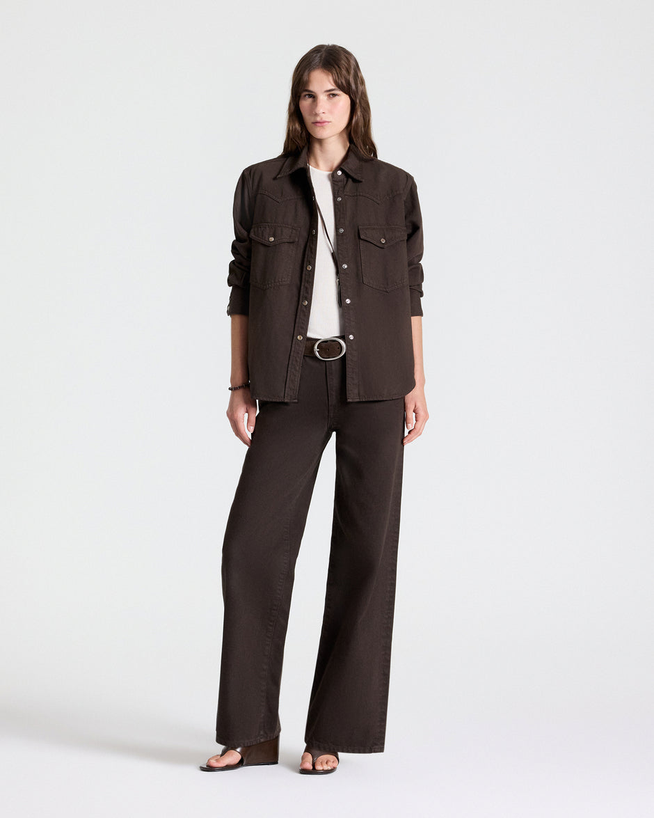 TWP Chocolate Yellowstone Shirt in Japanese Denim view 4