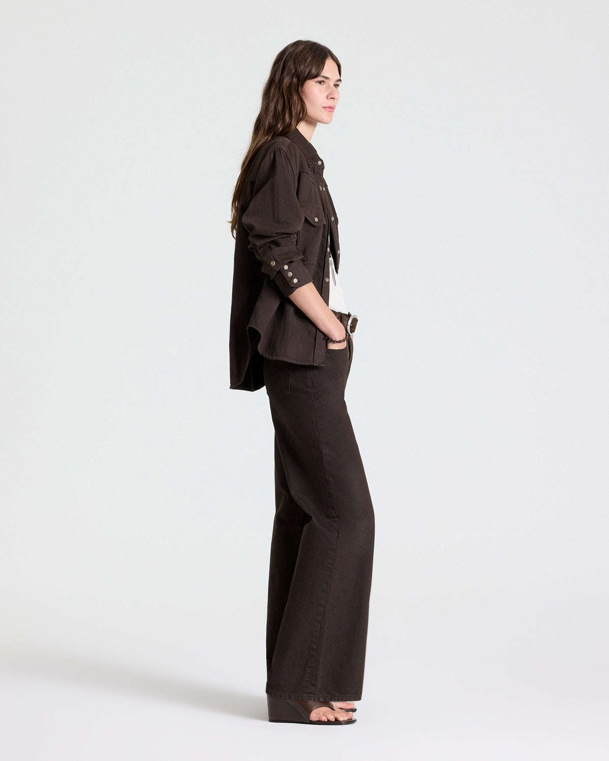 TWP Chocolate Yellowstone Shirt in Japanese Denim view 5