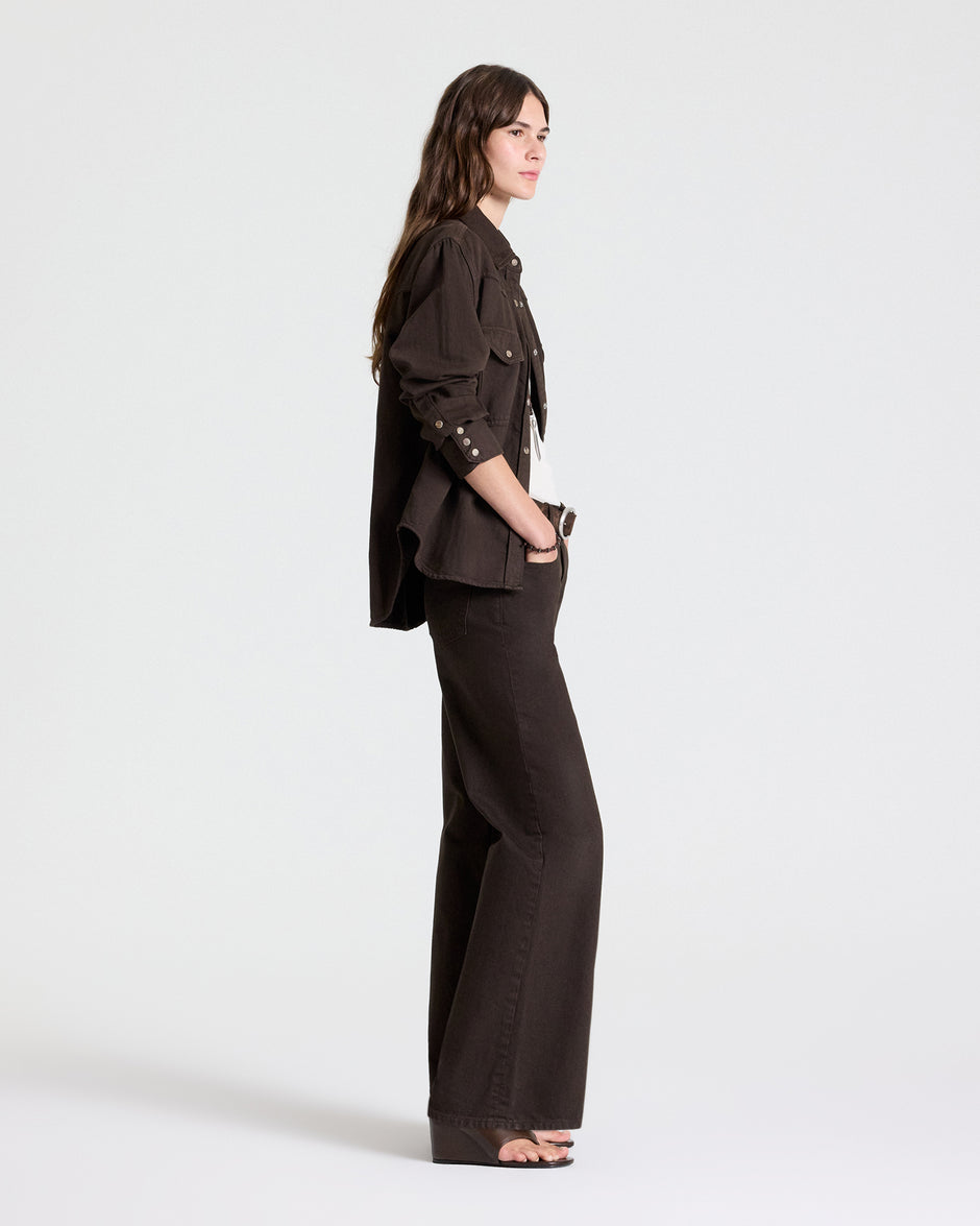 TWP Chocolate Yellowstone Shirt in Japanese Denim view 5