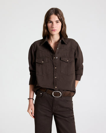 TWP Chocolate Yellowstone Shirt in Japanese Denim view 1