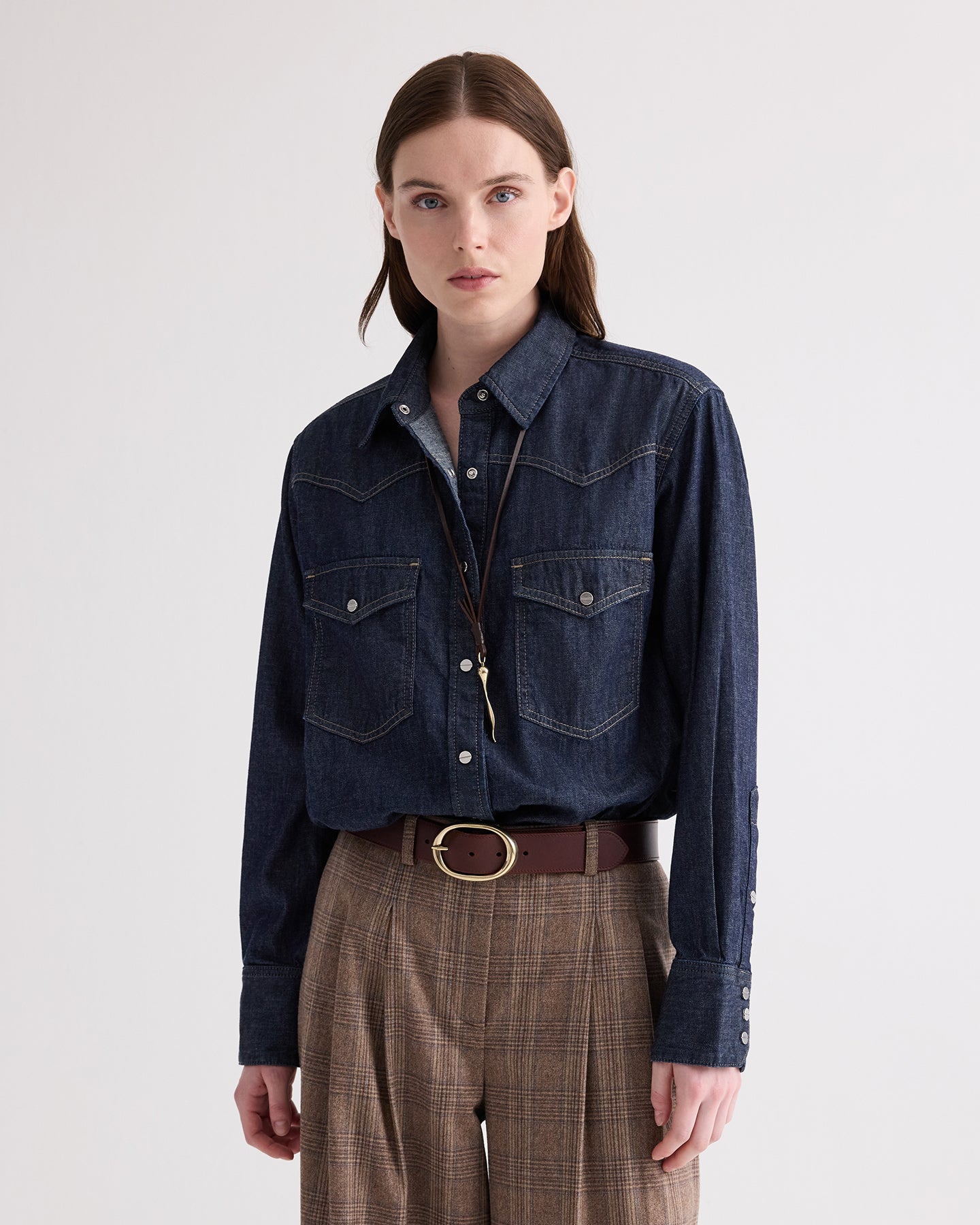 TWP Indigo resin Yellowstone in Denim Shirting view 1