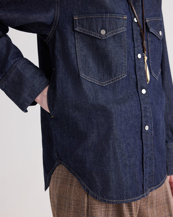 TWP Indigo resin Yellowstone in Denim Shirting view 5