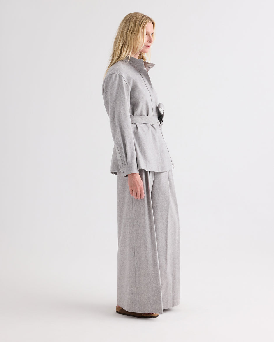 TWP Light heather grey Avery Pant in Wool Flannel view 2