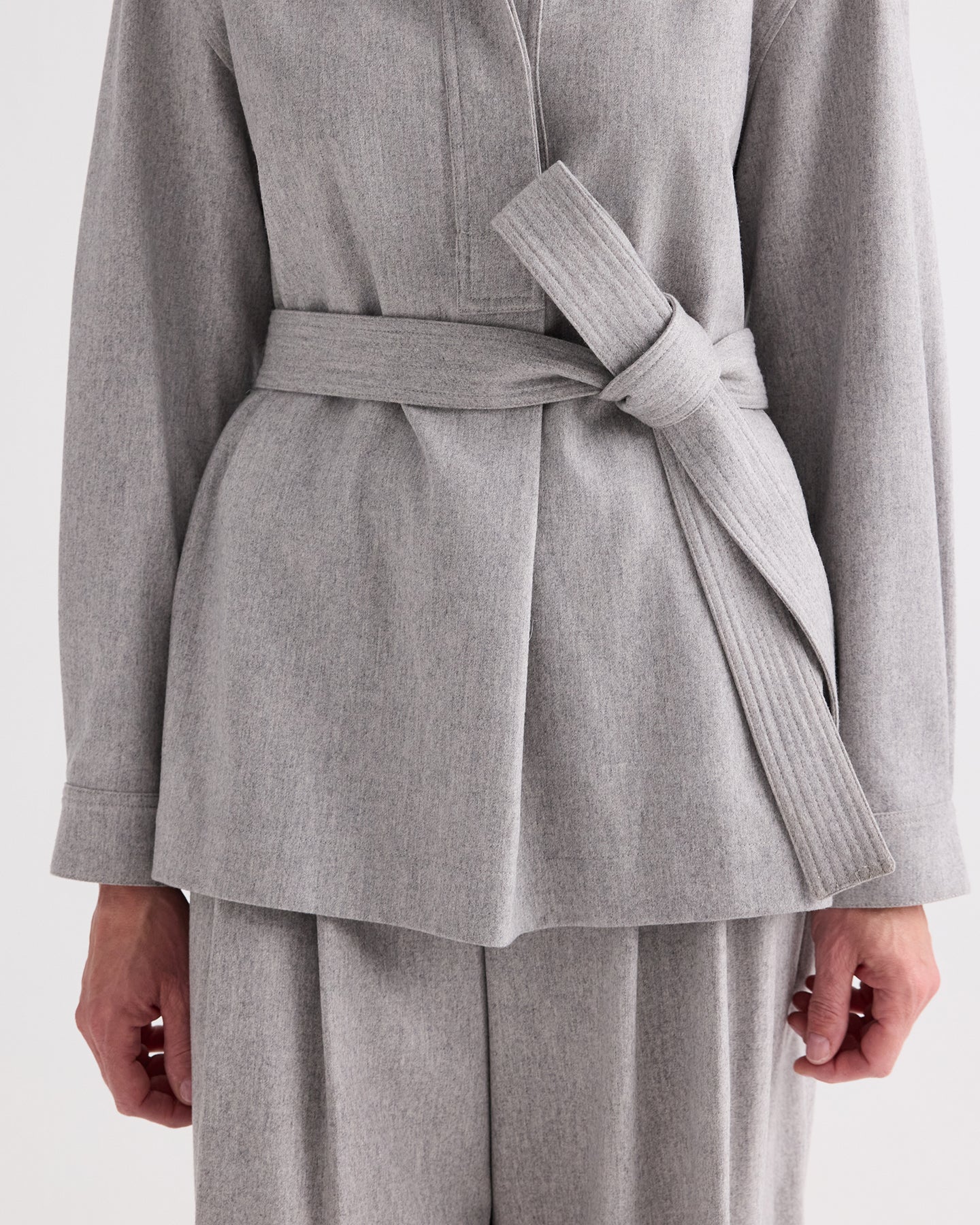 TWP Light heather grey Tamzin Jacket in Wool Flannel view 3
