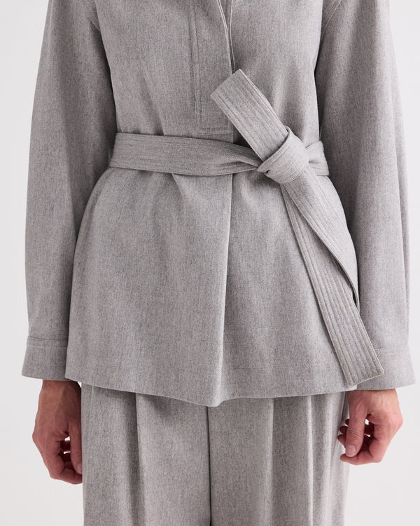 TWP Light heather grey Tamzin Jacket in Wool Flannel view 3