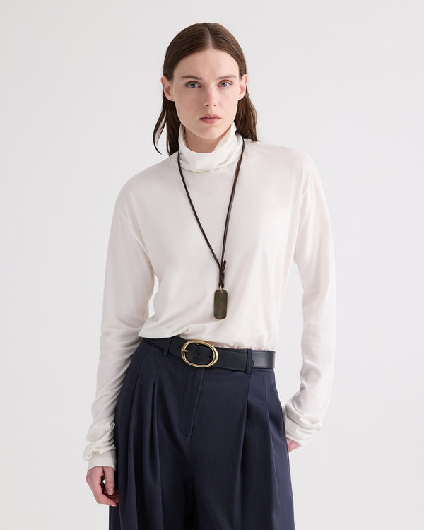 TWP Midnight / antique light gold Wide Belt in Vachetta Leather view 2
