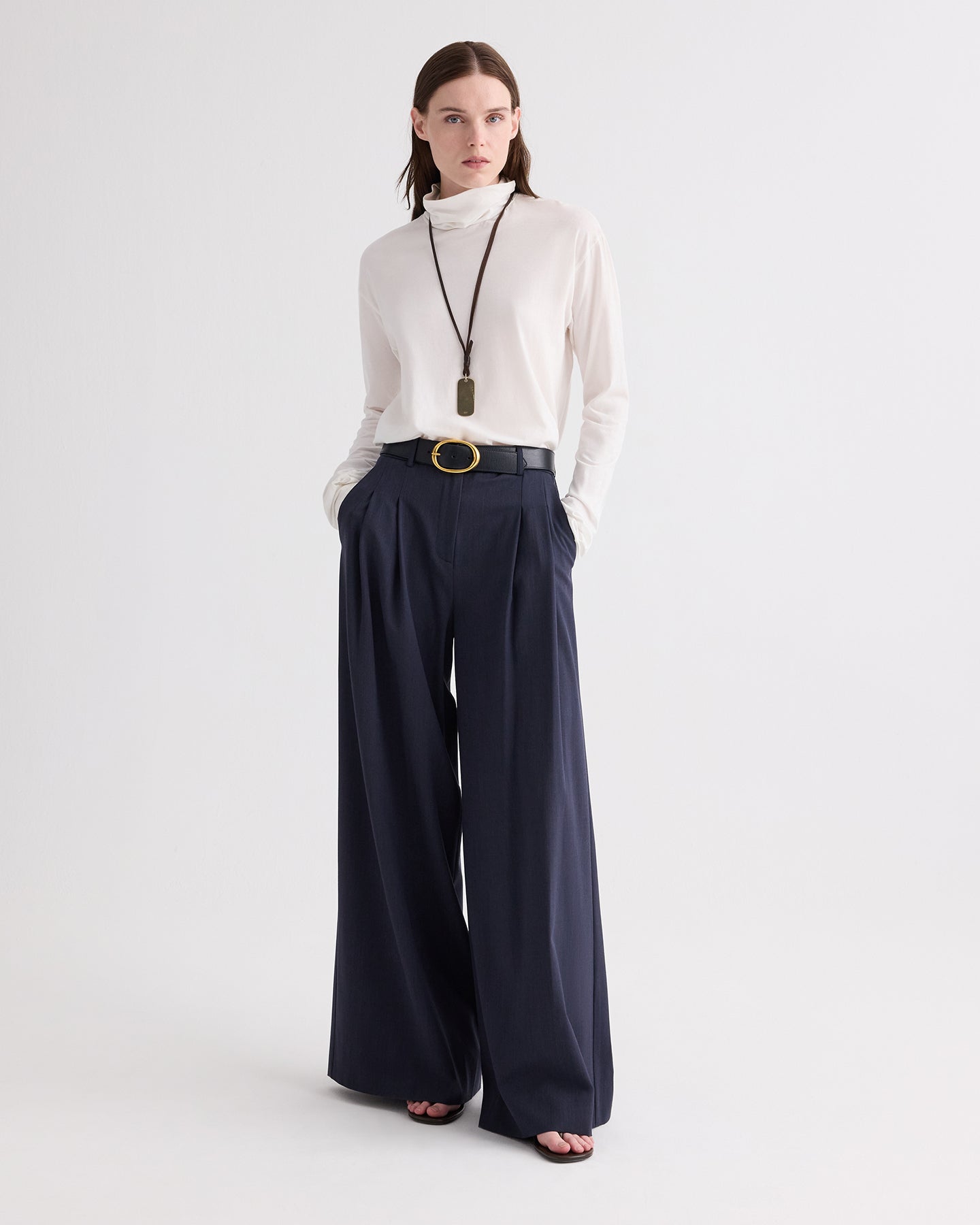 TWP White Abby Mockneck in Supima Cotton view 2