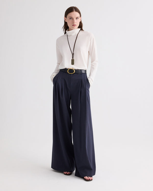 TWP White Abby Mockneck in Supima Cotton view 2