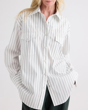 Highway Man Shirt in Mixed Hairline Cotton Stripe
