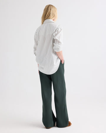 TWP White / green Highway Man Shirt in Mixed Hairline Cotton Stripe view 5