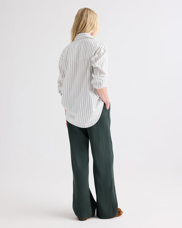 TWP White / green Highway Man Shirt in Mixed Hairline Cotton Stripe view 5