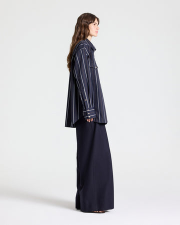 TWP Midnight multi Highway Man Shirt in Cotton Stripes view 4