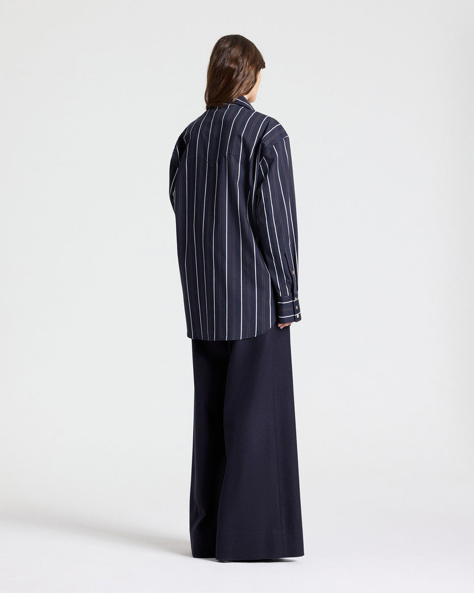TWP Midnight multi Highway Man Shirt in Cotton Stripes view 5