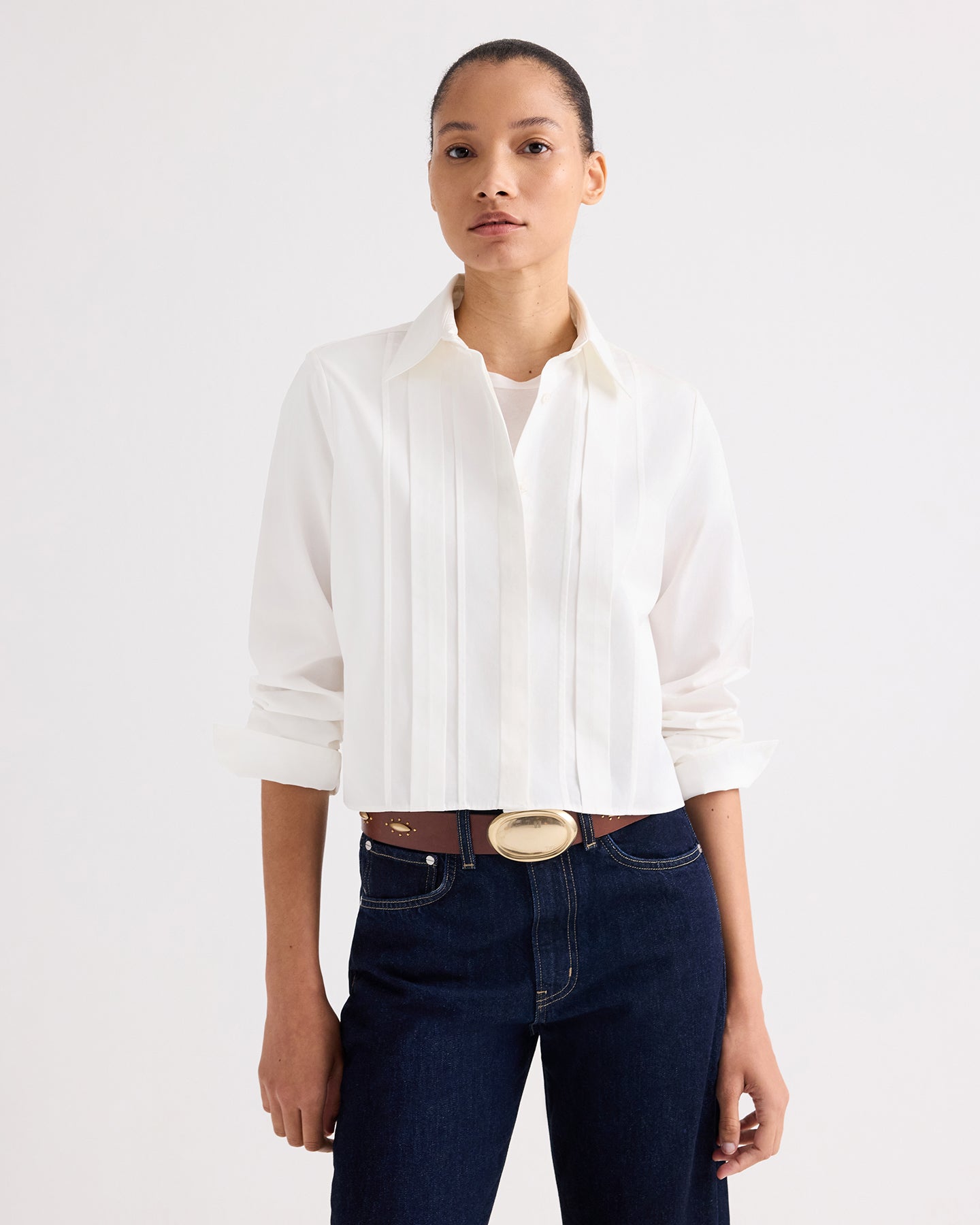 TWP White Mon Cherie Shirt in Cotton Shirting view 1