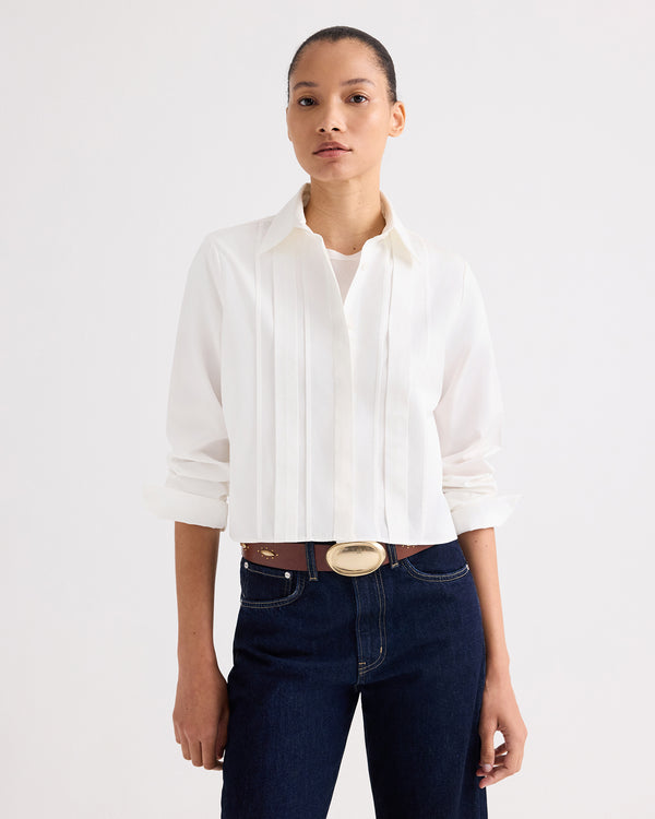 TWP White Mon Cherie Shirt in Cotton Shirting view 1