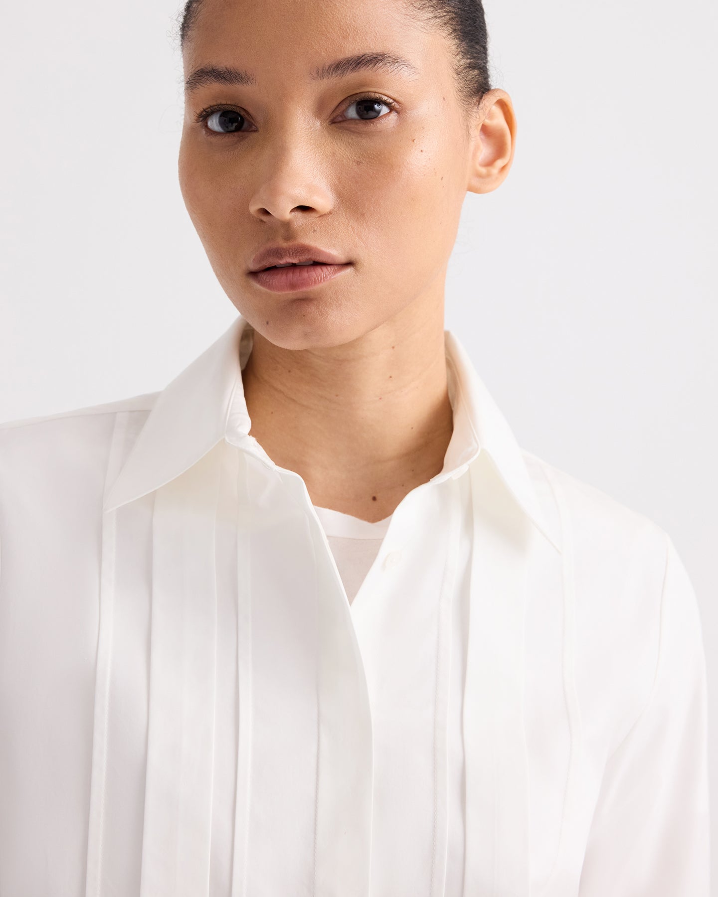 TWP White Mon Cherie Shirt in Cotton Shirting view 3