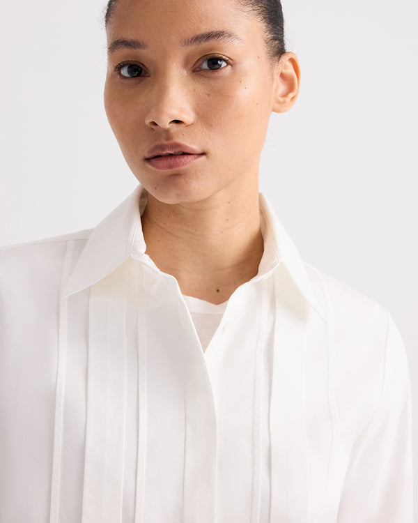 TWP White Mon Cherie Shirt in Cotton Shirting view 3