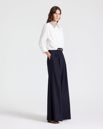 TWP White New Chapter Shirt with Crystal Collar in Cotton Poplin view 4