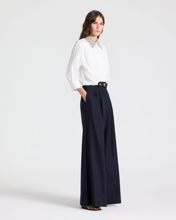 TWP White New Chapter Shirt with Crystal Collar in Cotton Poplin view 4