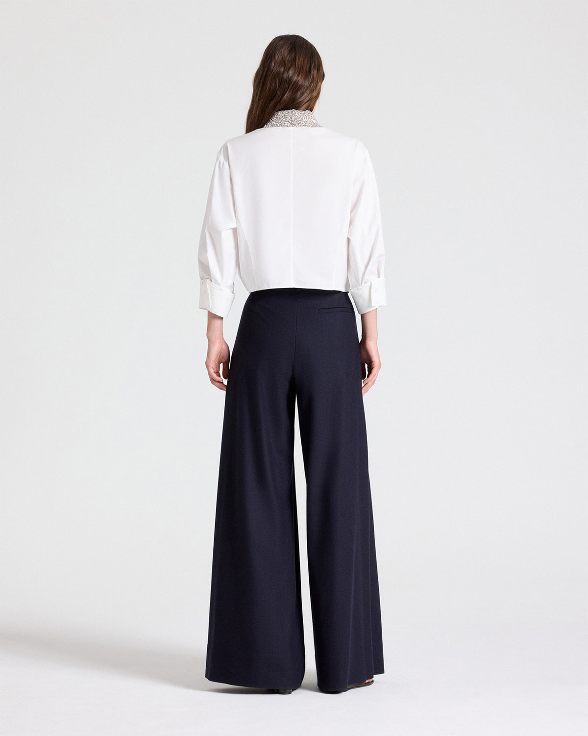 TWP White New Chapter Shirt with Crystal Collar in Cotton Poplin view 5