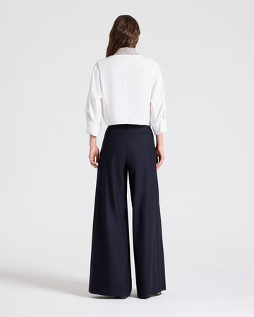 TWP White New Chapter Shirt with Crystal Collar in Cotton Poplin view 5