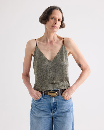 TWP Kelp / chocolate Simple Cami Top in Bugles and Seedbeads view 1