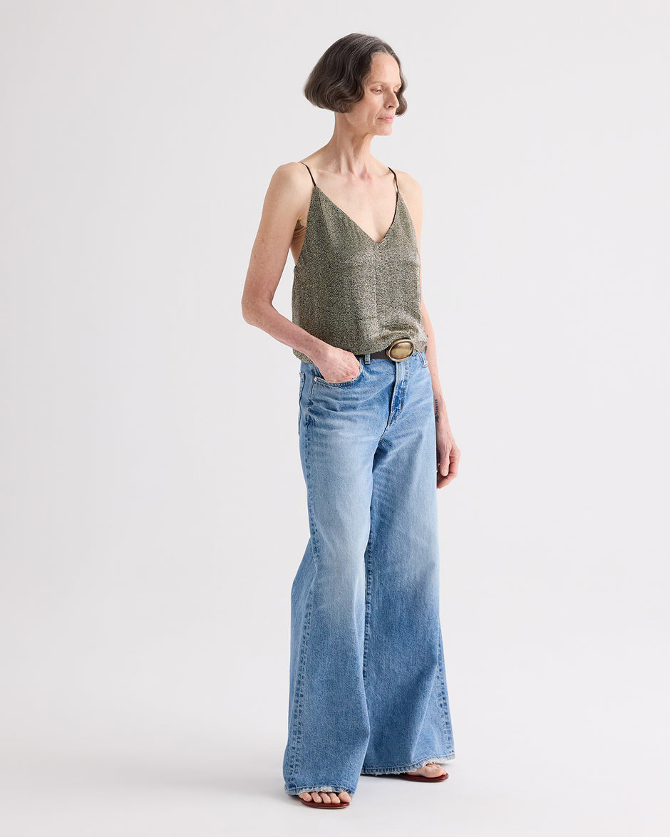 TWP Kelp / chocolate Simple Cami Top in Bugles and Seedbeads view 3