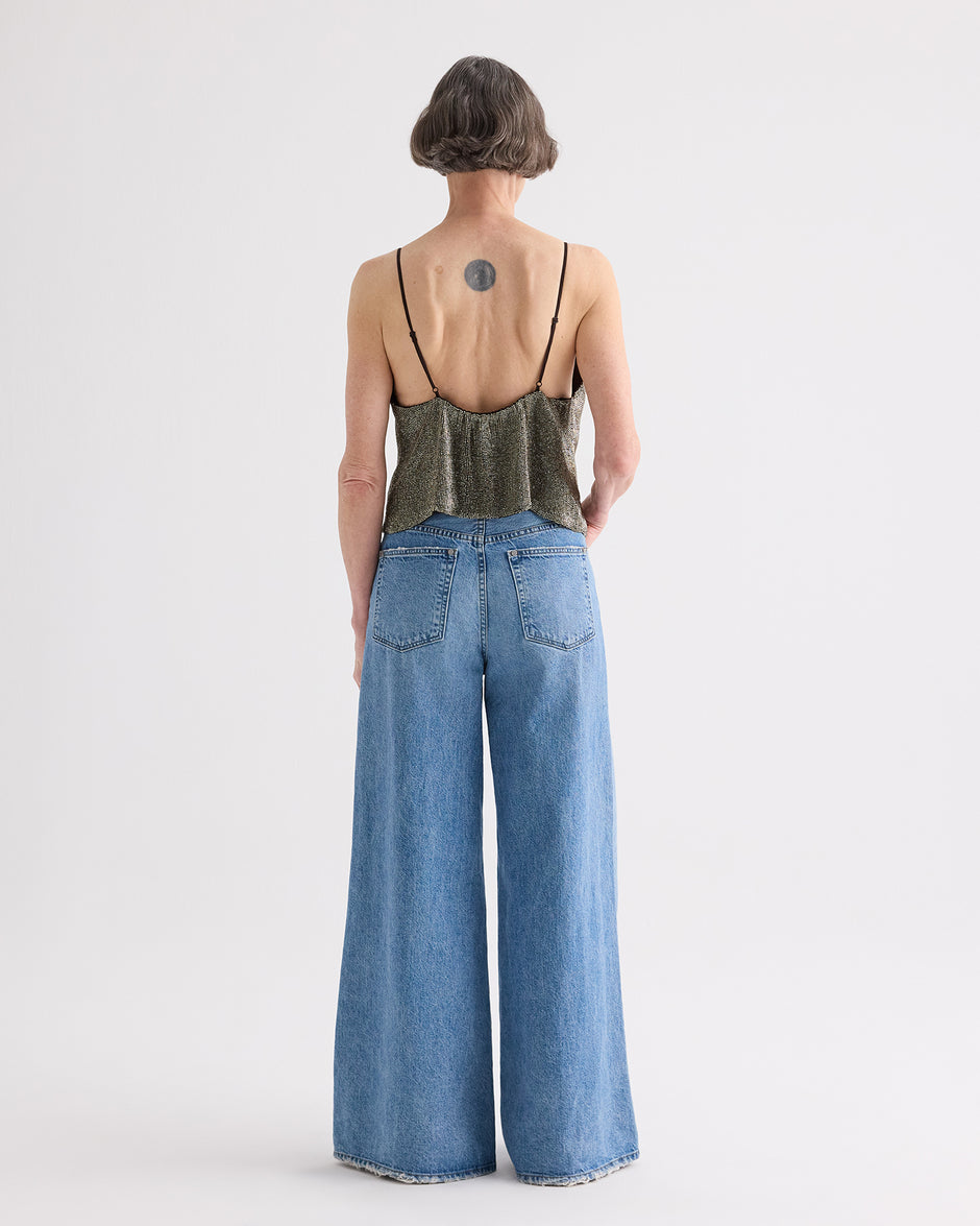 TWP Kelp / chocolate Simple Cami Top in Bugles and Seedbeads view 5
