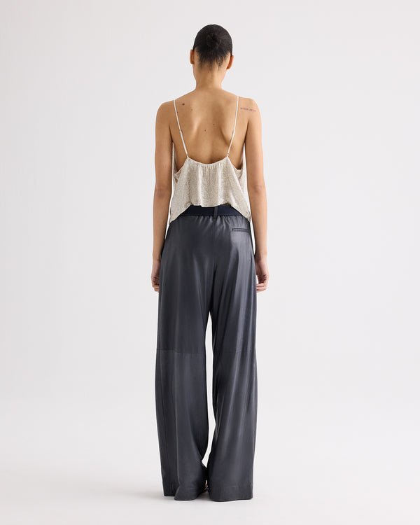 TWP Ivory / silver Simple Cami Top in Bugle Beads view 5