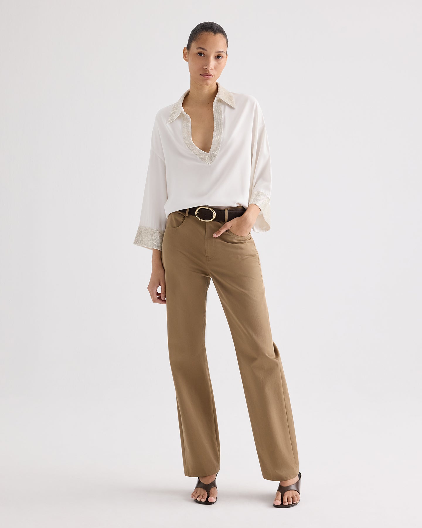 TWP Ivory C Top in Crepe Back Satin view 3