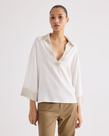 TWP Ivory C Top in Crepe Back Satin view 2