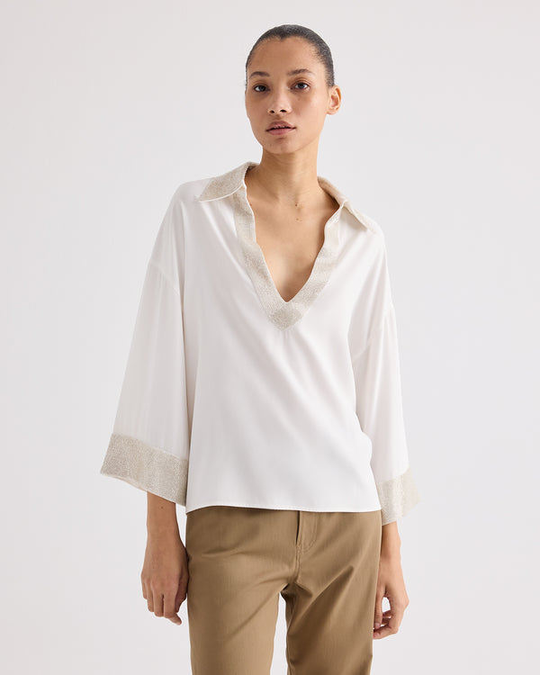 TWP Ivory C Top in Crepe Back Satin view 2