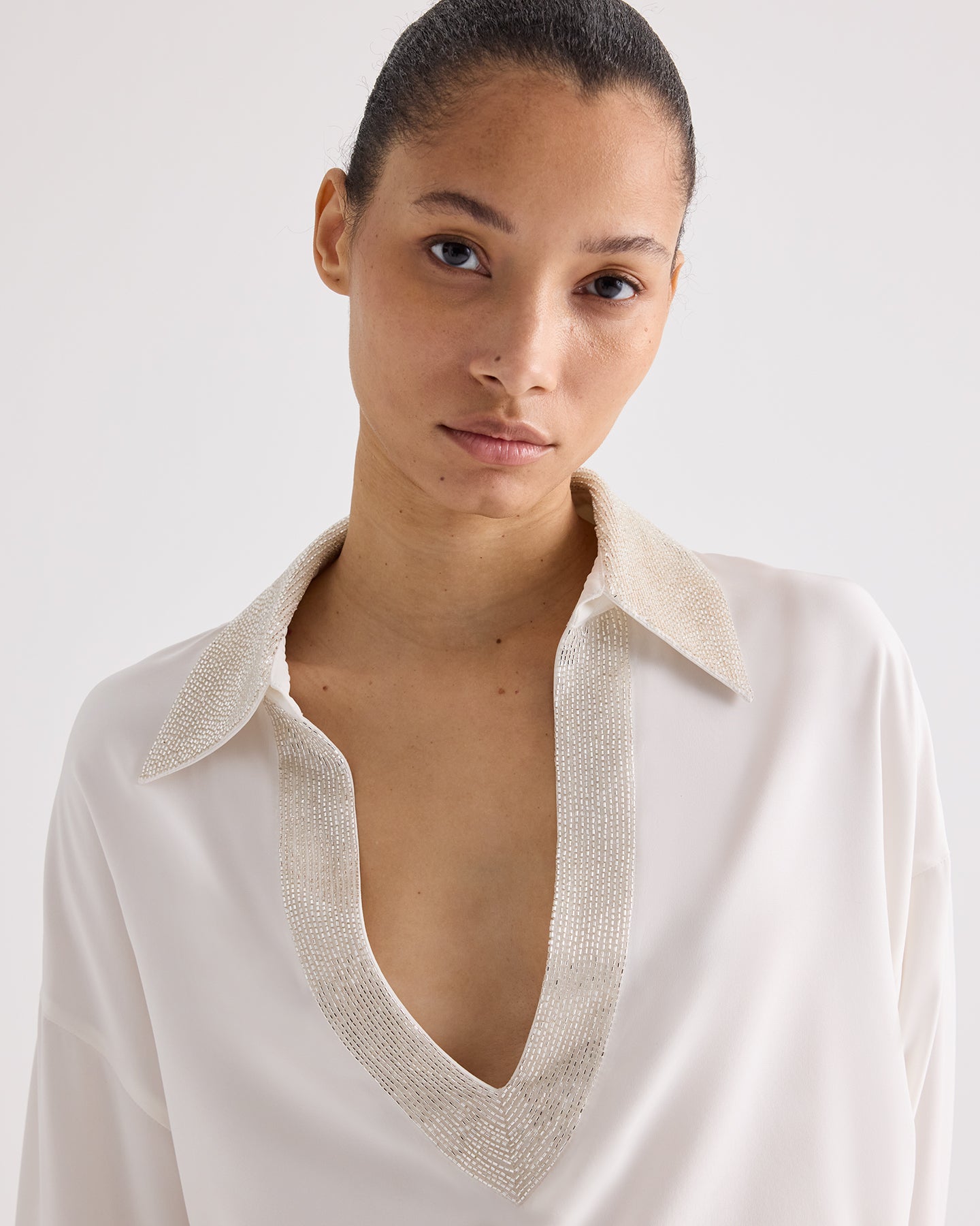 TWP Ivory C Top in Crepe Back Satin view 1