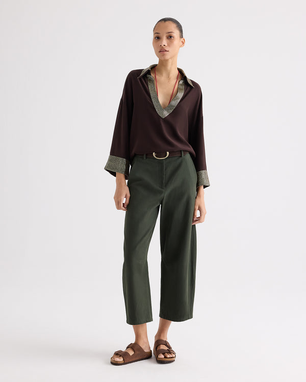 TWP Chocolate C Top in Crepe Back Satin view 4