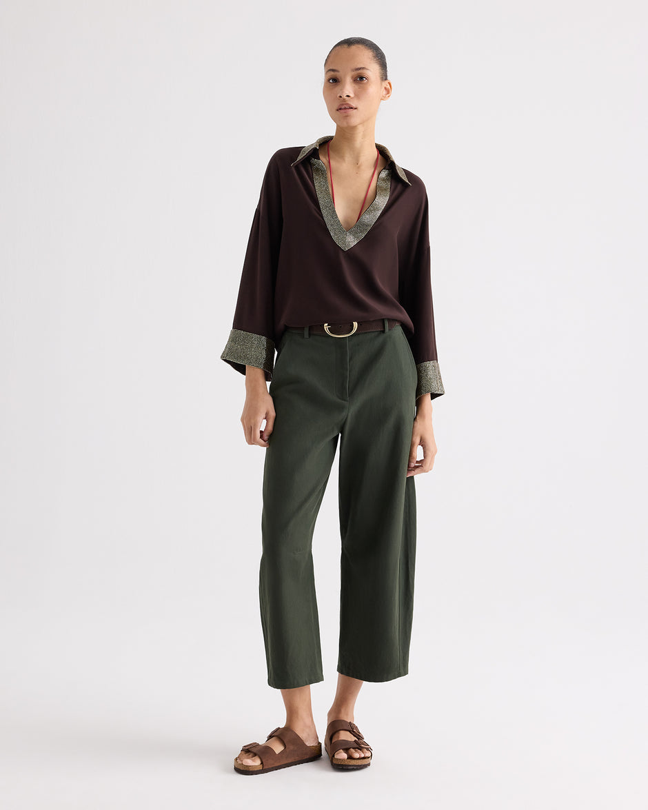 TWP Chocolate C Top in Crepe Back Satin view 4