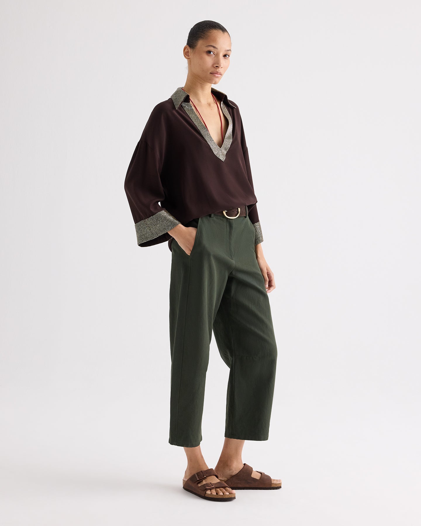 TWP Chocolate C Top in Crepe Back Satin view 3