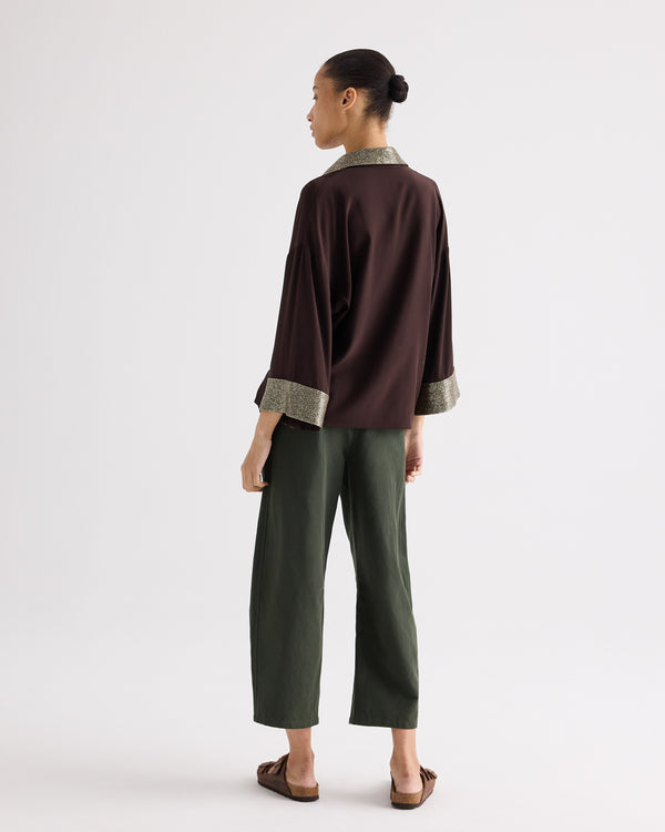 TWP Chocolate C Top in Crepe Back Satin view 5