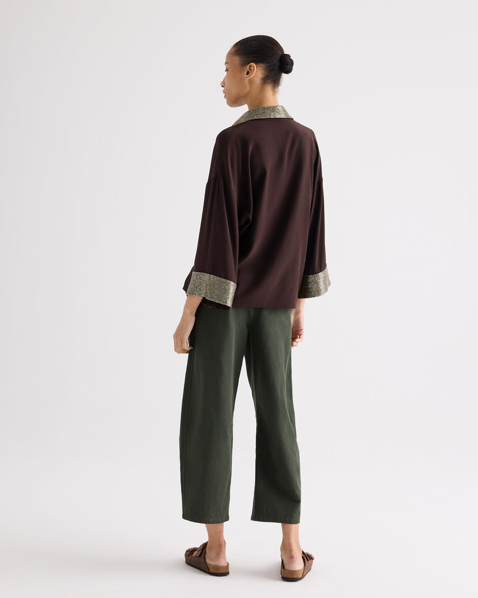 TWP Chocolate C Top in Crepe Back Satin view 5