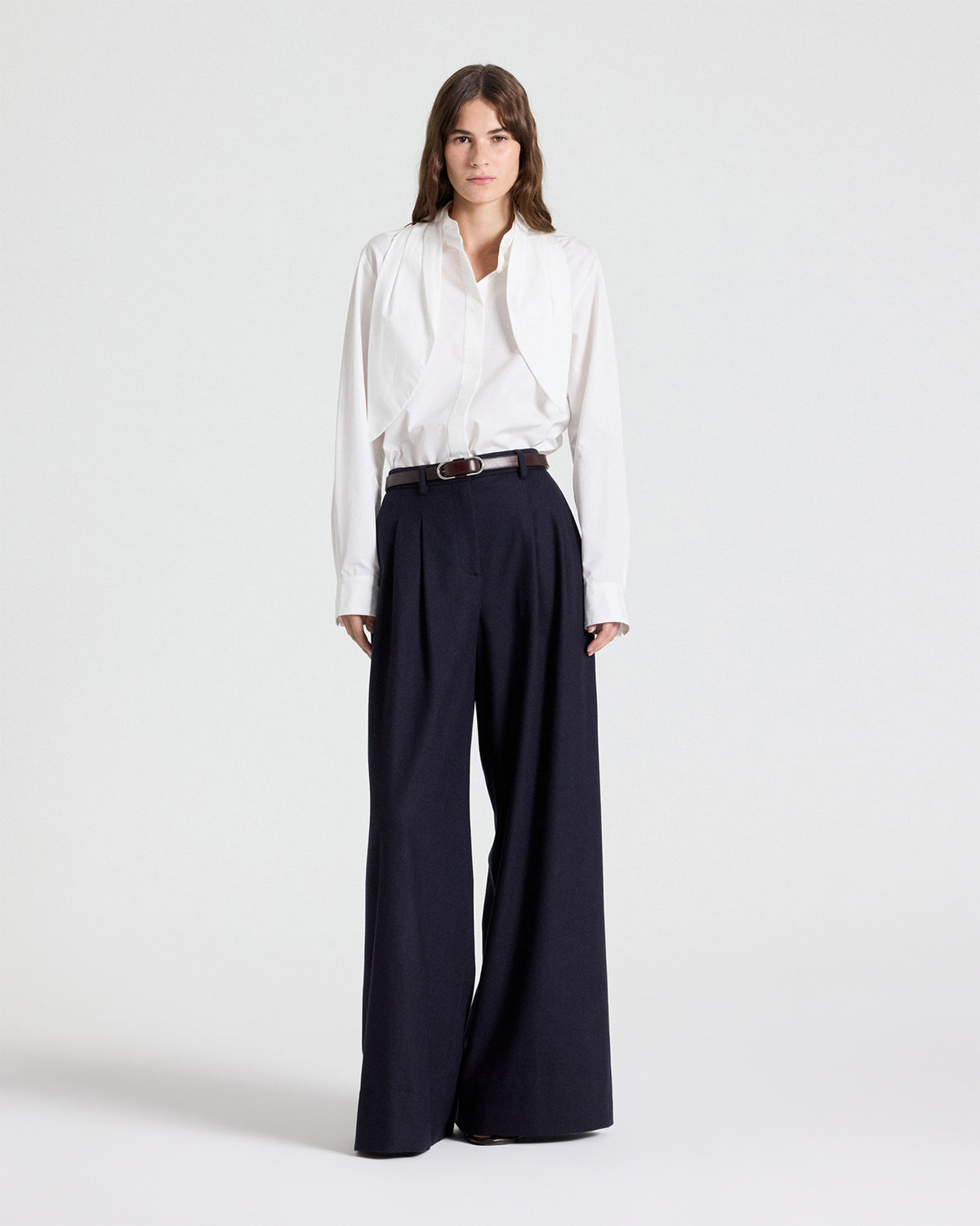 TWP White Cb Top with Tie in Cotton Poplin view 3