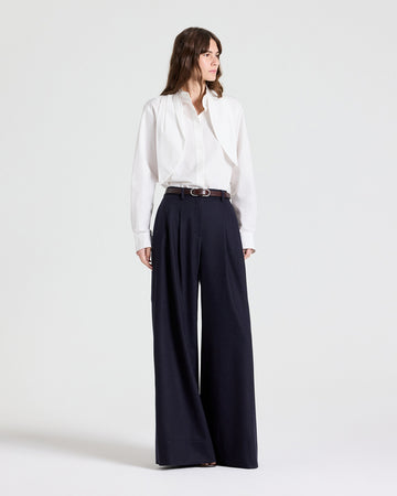TWP White Cb Top with Tie in Cotton Poplin view 4