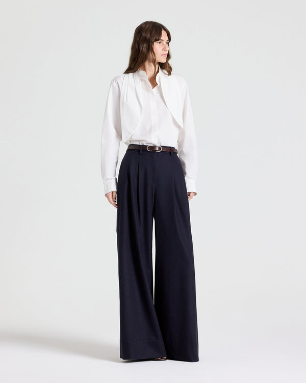TWP White Cb Top with Tie in Cotton Poplin view 4