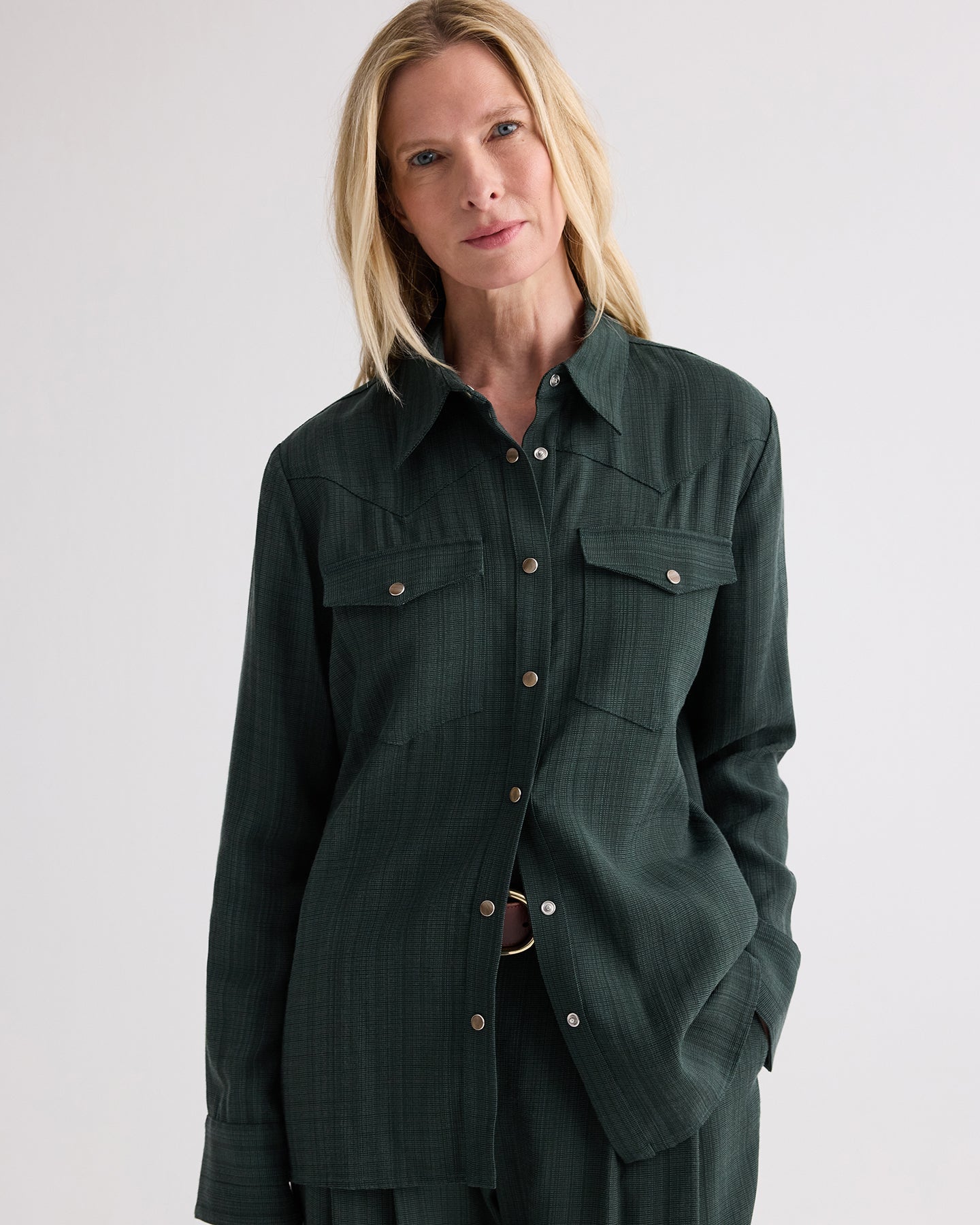 TWP Darkest spruce Lone Rider Shirt in Malfile Viscose view 1