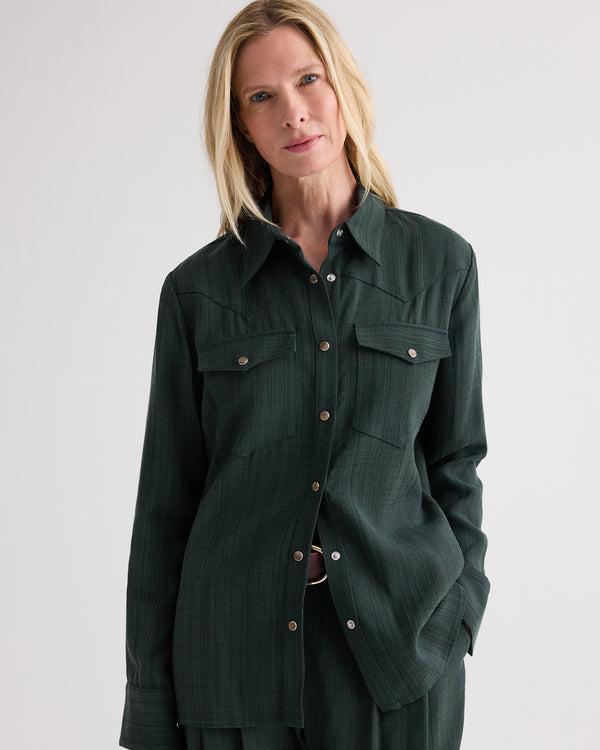 TWP Darkest spruce Lone Rider Shirt in Malfile Viscose view 1