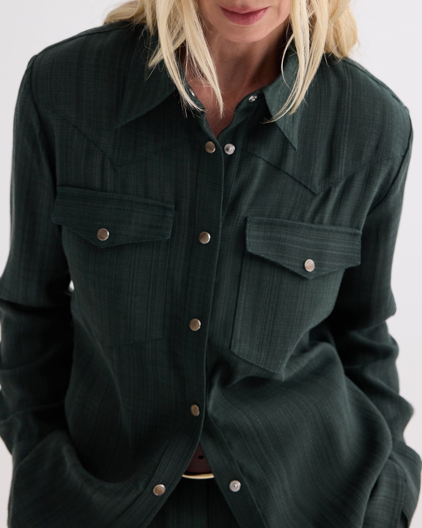 TWP Darkest spruce Lone Rider Shirt in Malfile Viscose view 2
