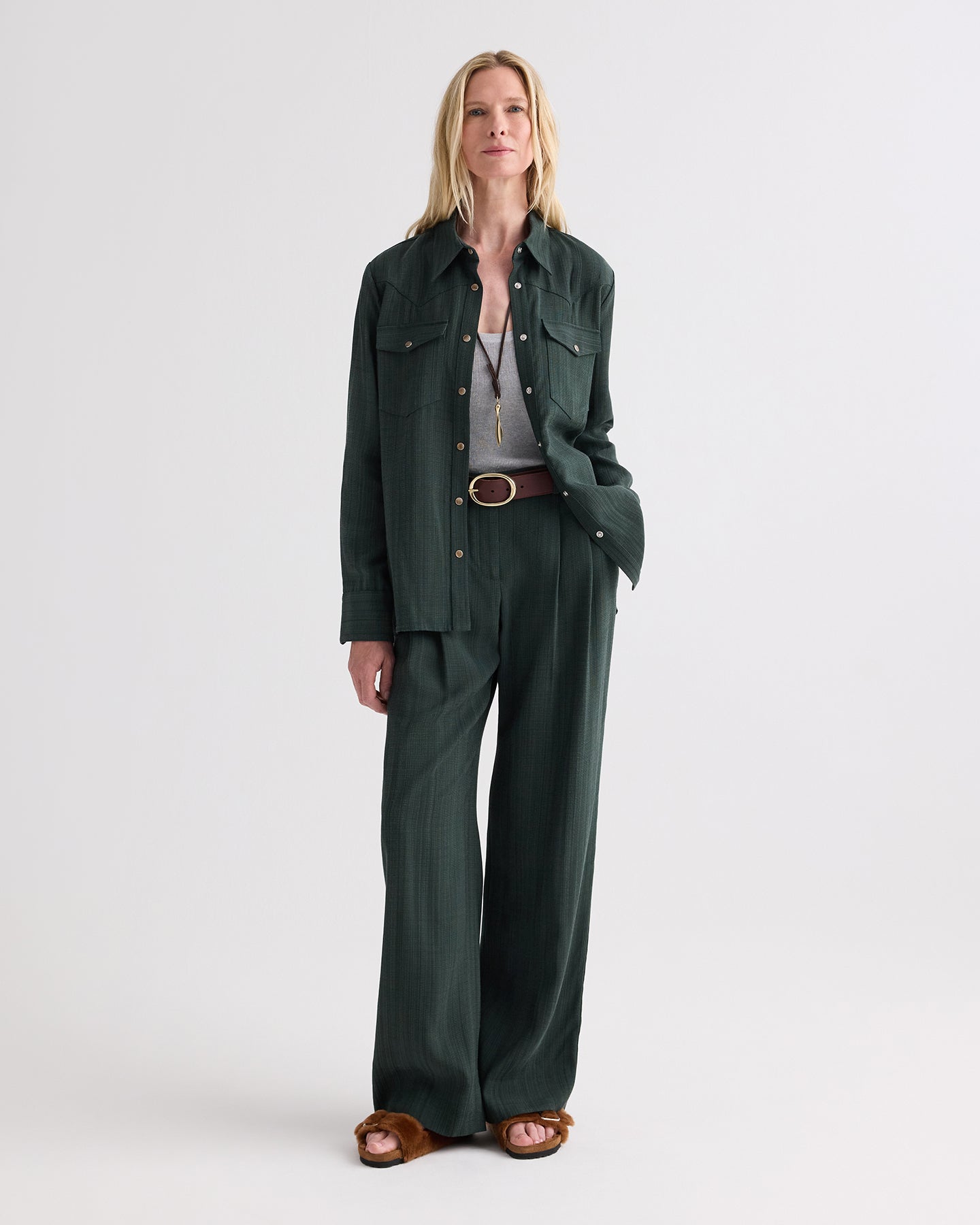 TWP Darkest spruce Lone Rider Shirt in Malfile Viscose view 3